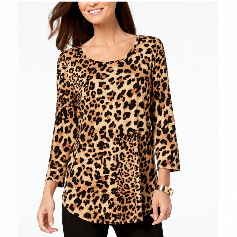 JM Collections Tunic Size XL Cheetah Print NWT